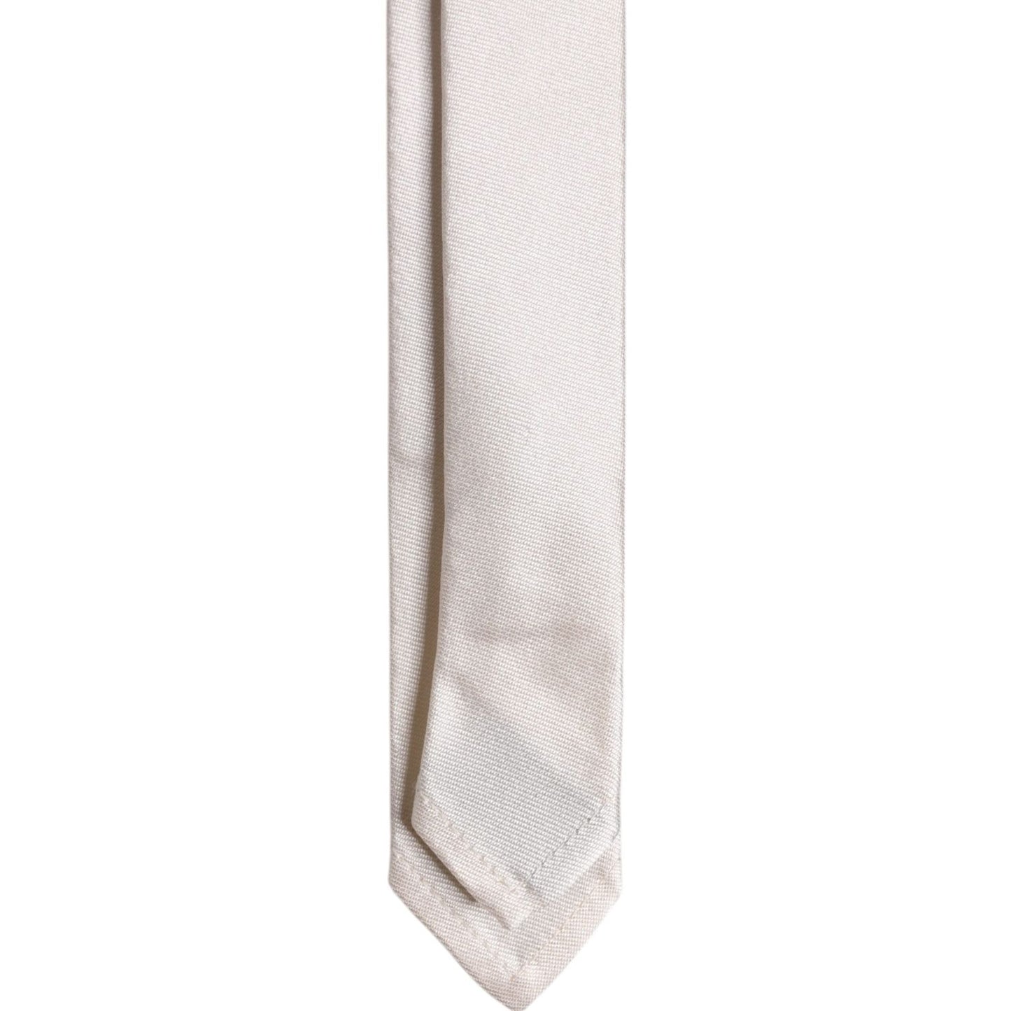 Dolce & Gabbana White Solid Silk Adjustable Necktie Tie