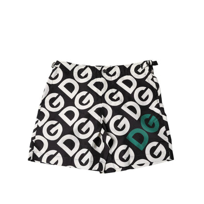 Dolce & Gabbana Black White Logo Beachwear Shorts Swimwear