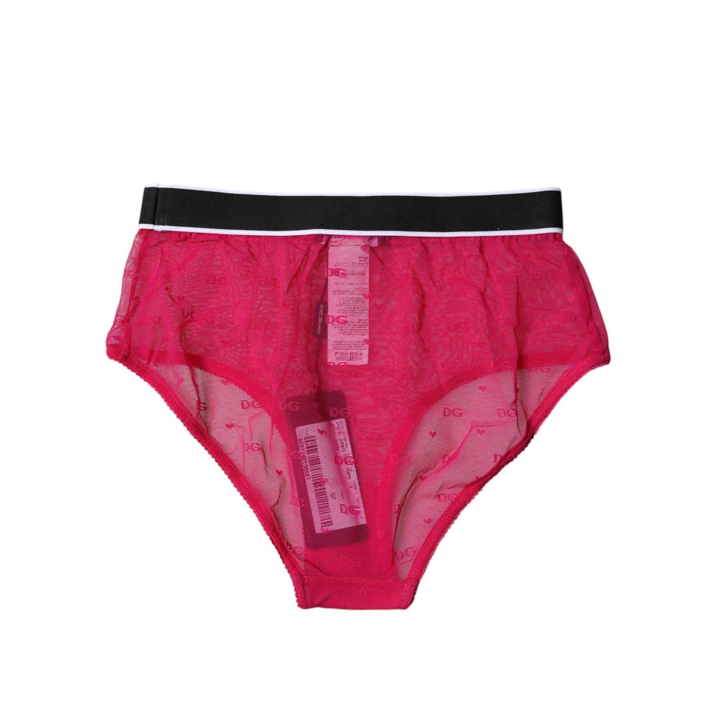 Dolce & Gabbana Fuchsia Tulle Nylon Mid Waist Panty Underwear