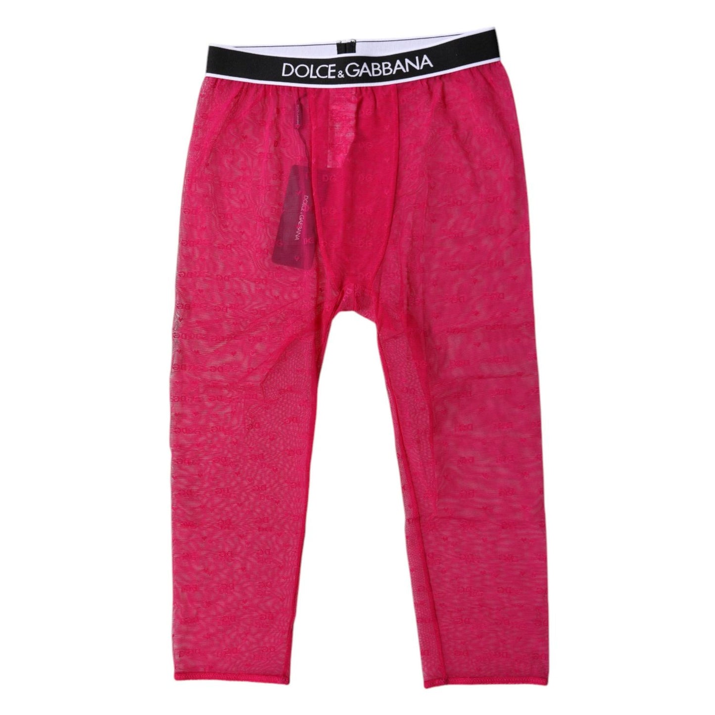 Dolce & Gabbana Fuchsia DG Logo Nylon Cropped Tights Underwear