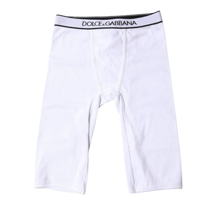 Dolce & Gabbana White Logo Cotton Cropped Tights Underwear