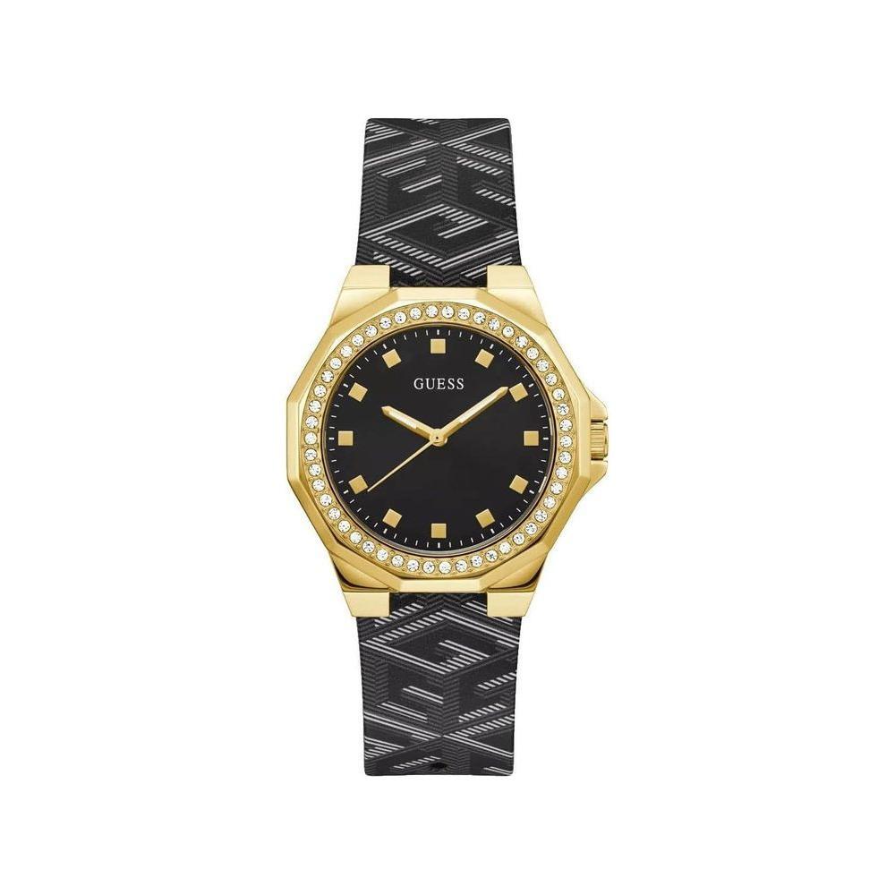 Guess Black Leather Dress Watch
