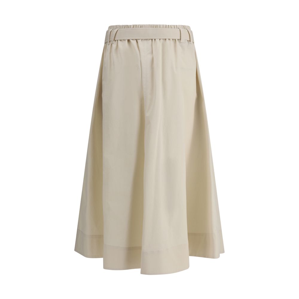 Brunello Cucinelli Cream Wide Long Skirt