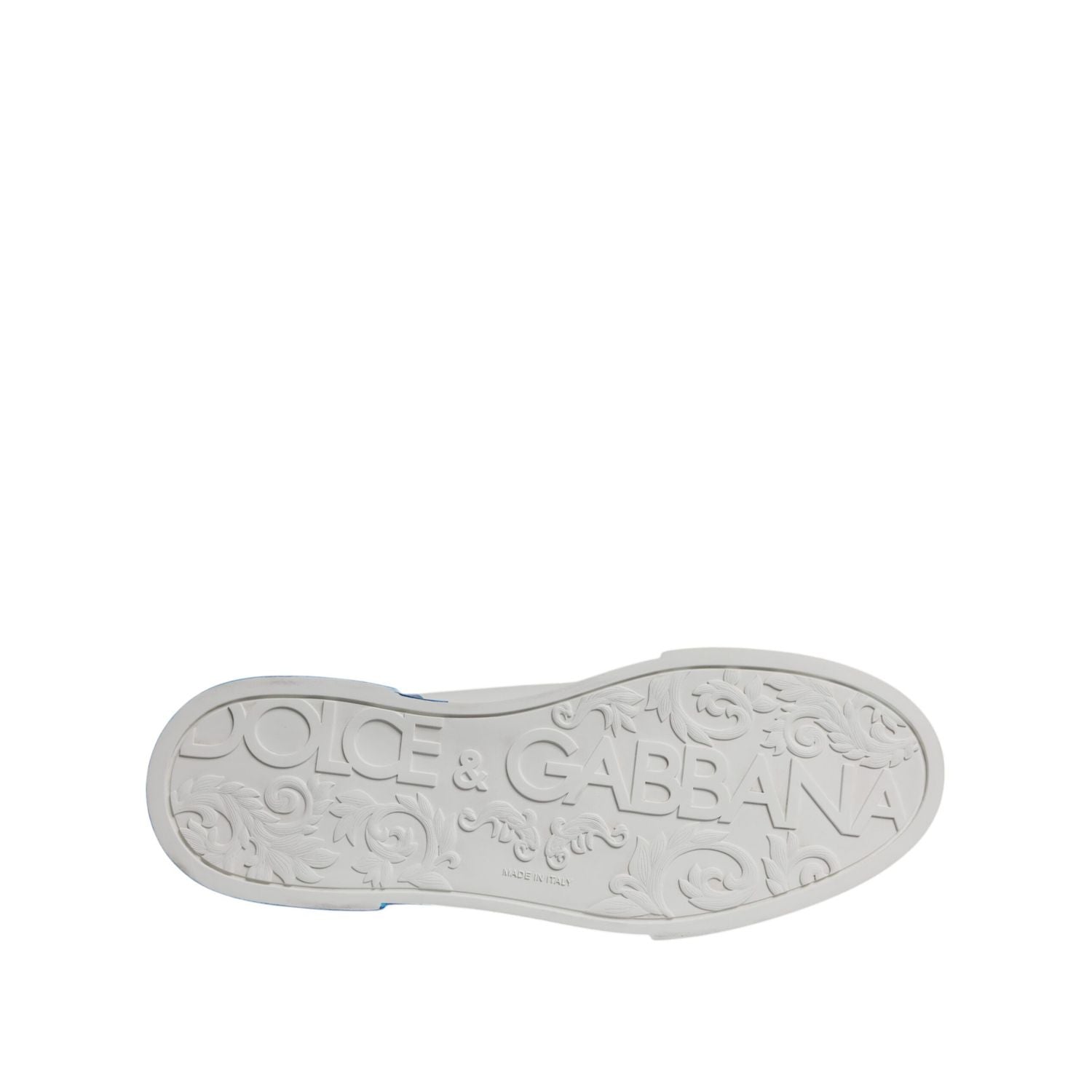 Dolce & Gabbana White Blue Leather Logo Low Top Sneakers Shoes