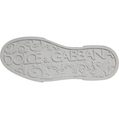 Dolce & Gabbana White Red Leather Logo Low Top Sneakers Shoes