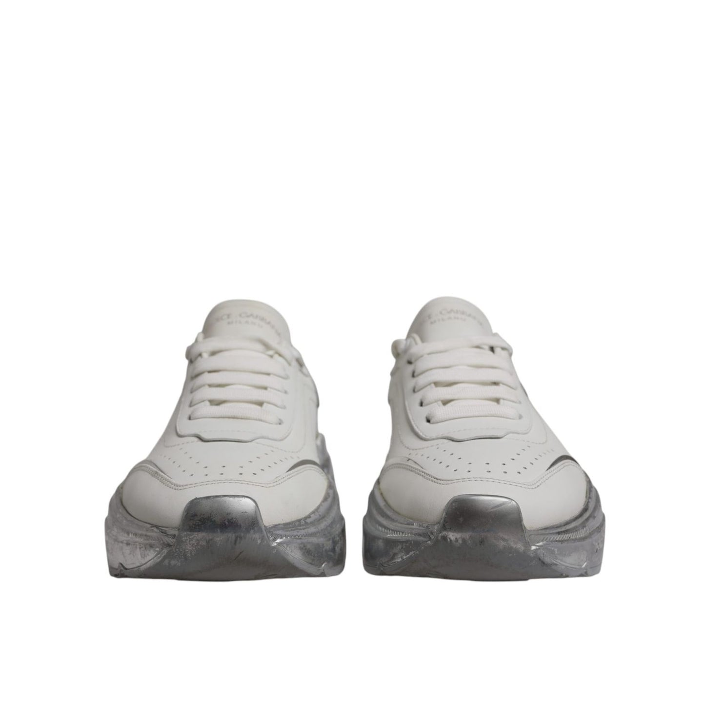 Dolce & Gabbana White Silver Daymaster Low Top Sneaker Shoes