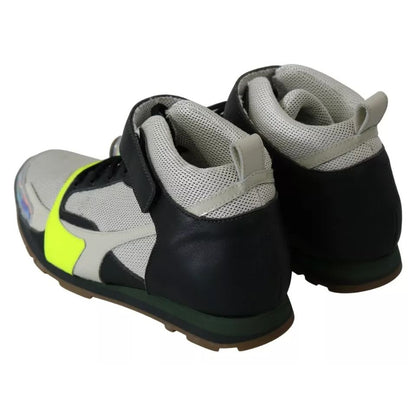 Jil Sander Fog Gray Neon Green Black Lace-Up Strap Shoes