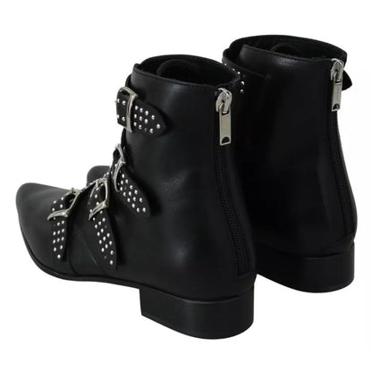 Dondup Black Fashion Buckled Zipper Ankle Boots Shoes