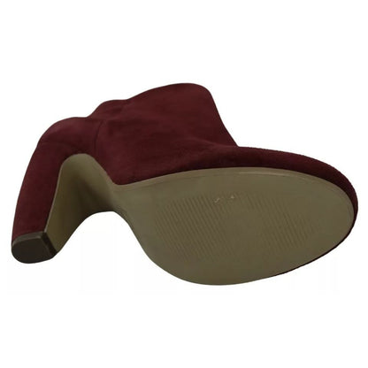 Steve Madden Maroon Blush Velvet Suede Penelope Ankle Boots Shoes