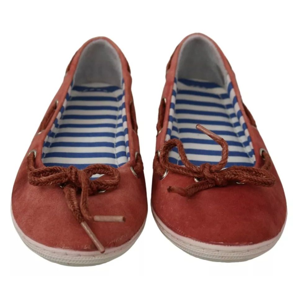 Pantofola D'Oro Coral Suede Lace Bow Loafers Ballet Flat Shoes