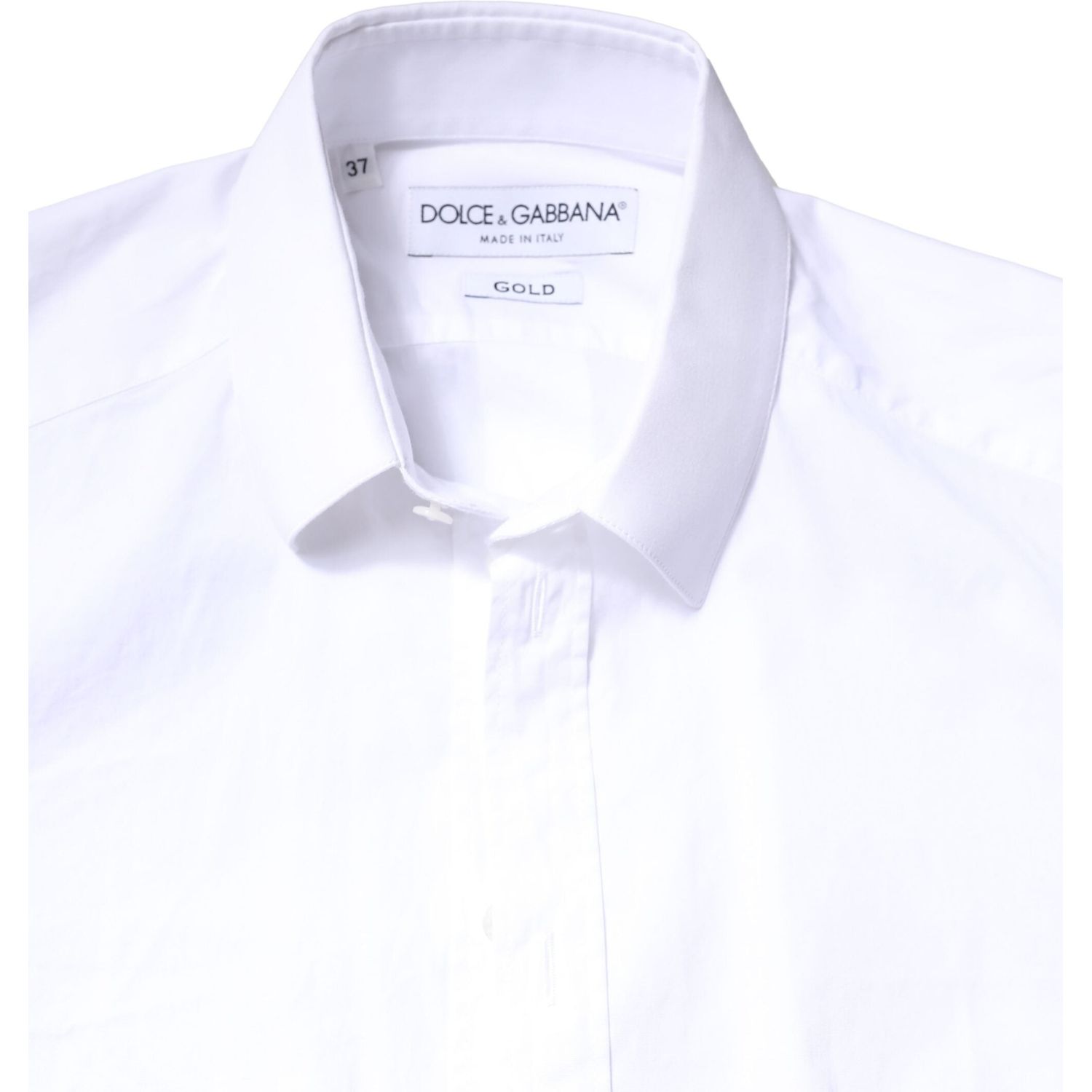 Dolce & Gabbana White GOLD Cotton Long Sleeves Dress Shirt