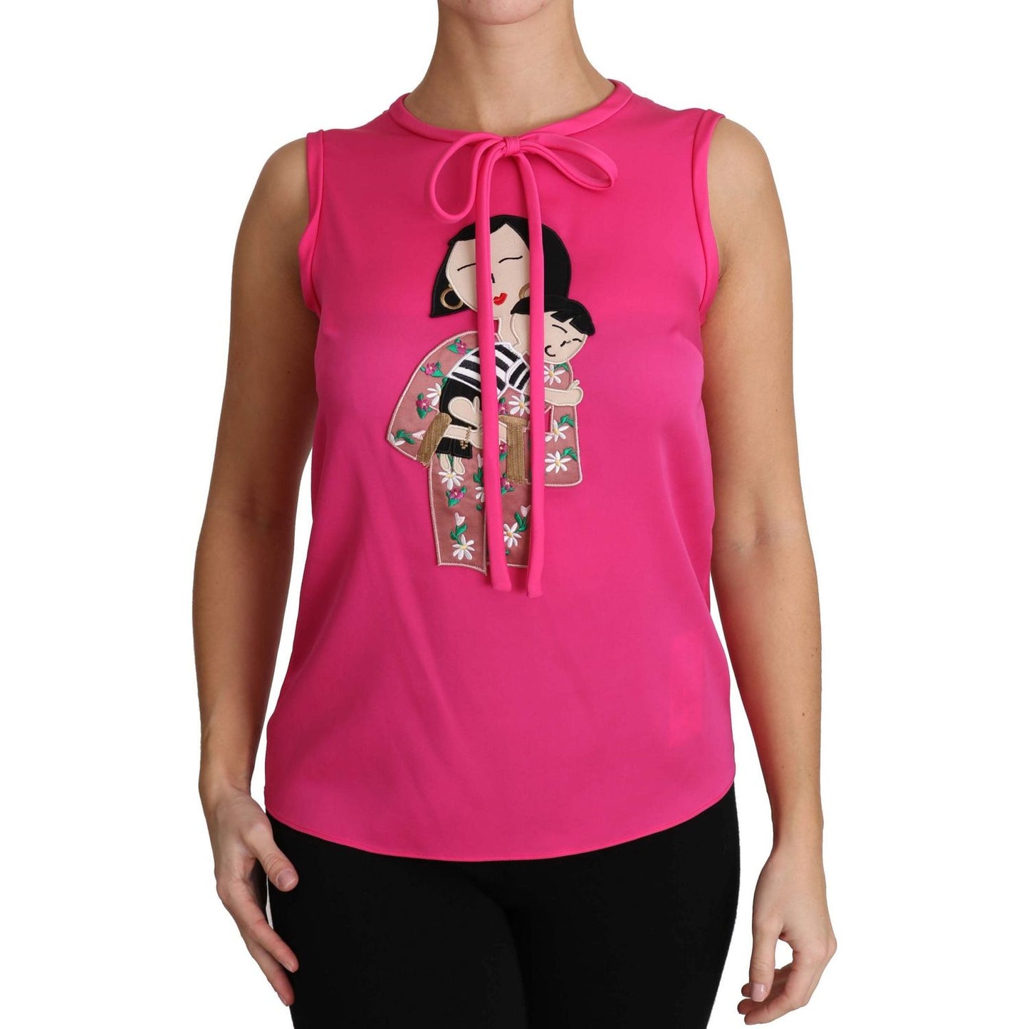 Dolce & Gabbana Pink Family Silk Tank Mama Blouse Top Shirt