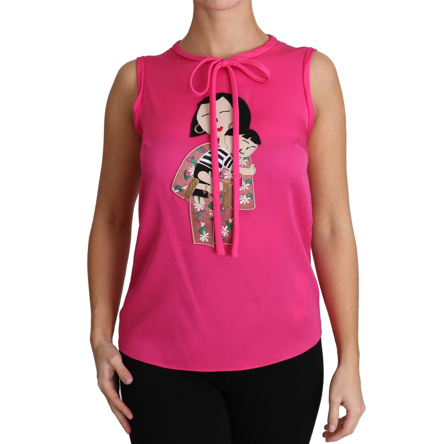 Dolce & Gabbana Pink Family Silk Tank Mama Blouse Top Shirt