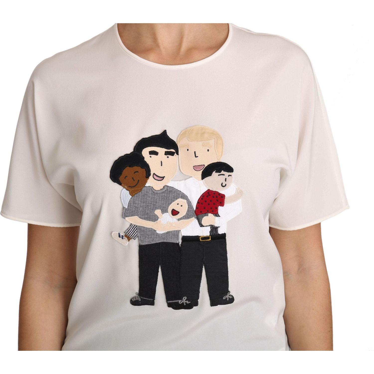 Dolce & Gabbana White Silk Stretch #dgfamily T-shirt