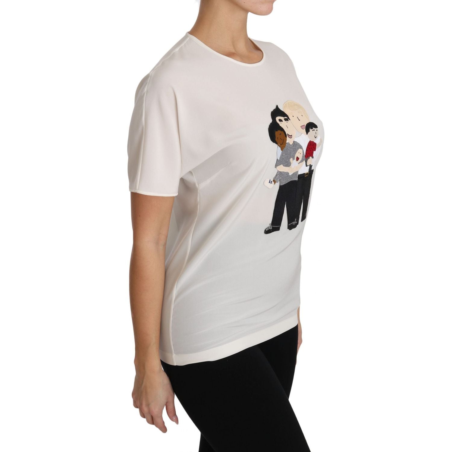 Dolce & Gabbana White Silk Stretch #dgfamily T-shirt