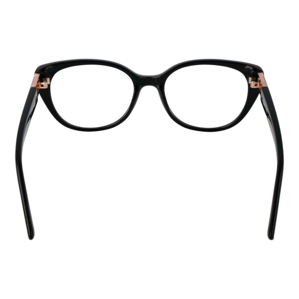 Guess Black Plastic Glasses (Frames) - Women's full-rim cat eye style with plastic demo lenses, black color, includes branded case.
