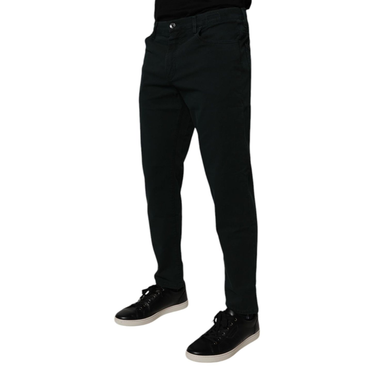 Dolce & Gabbana Dark Green Cotton Loose Men Denim Jeans