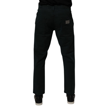 Dolce & Gabbana Dark Green Cotton Loose Men Denim Jeans