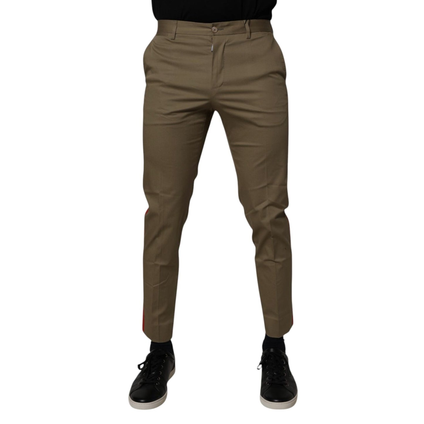 Dolce & Gabbana Dark Khaki Cotton Tapered Pants