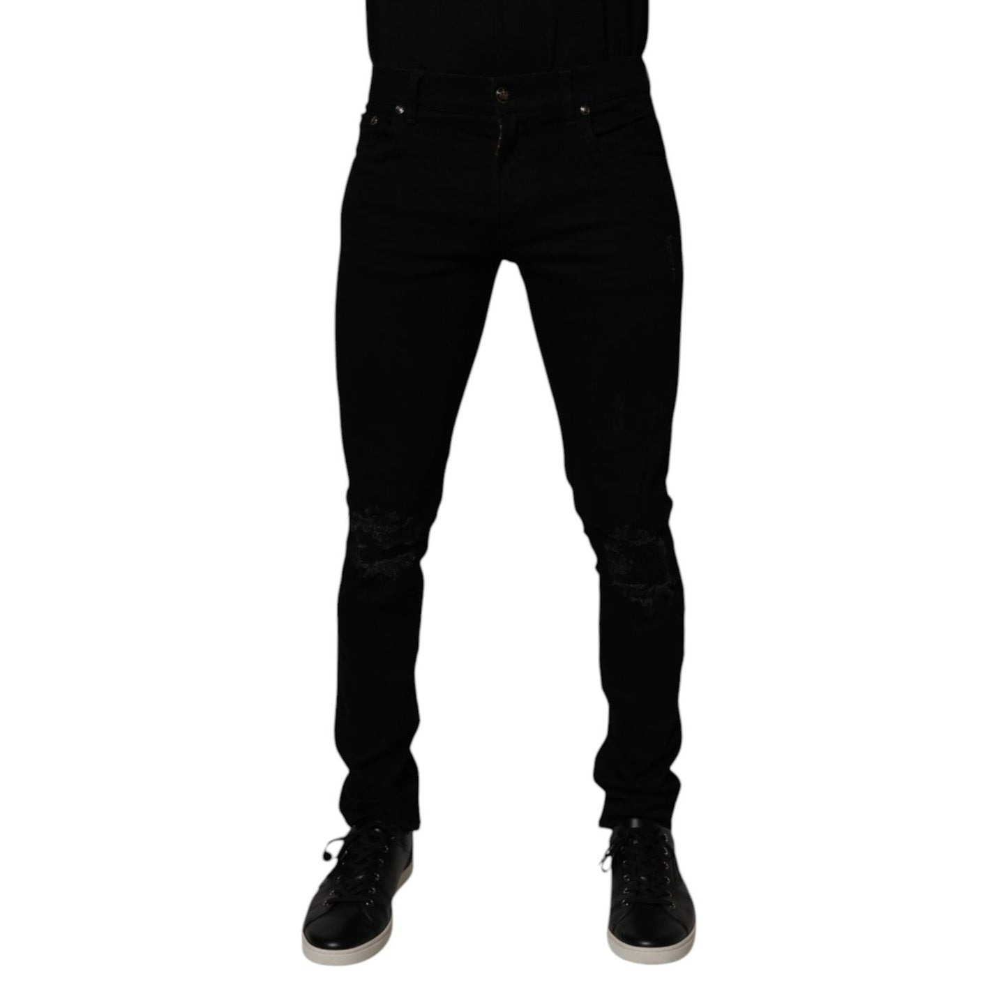 Dolce & Gabbana Black Cotton Stretch Skinny Men Denim Jeans