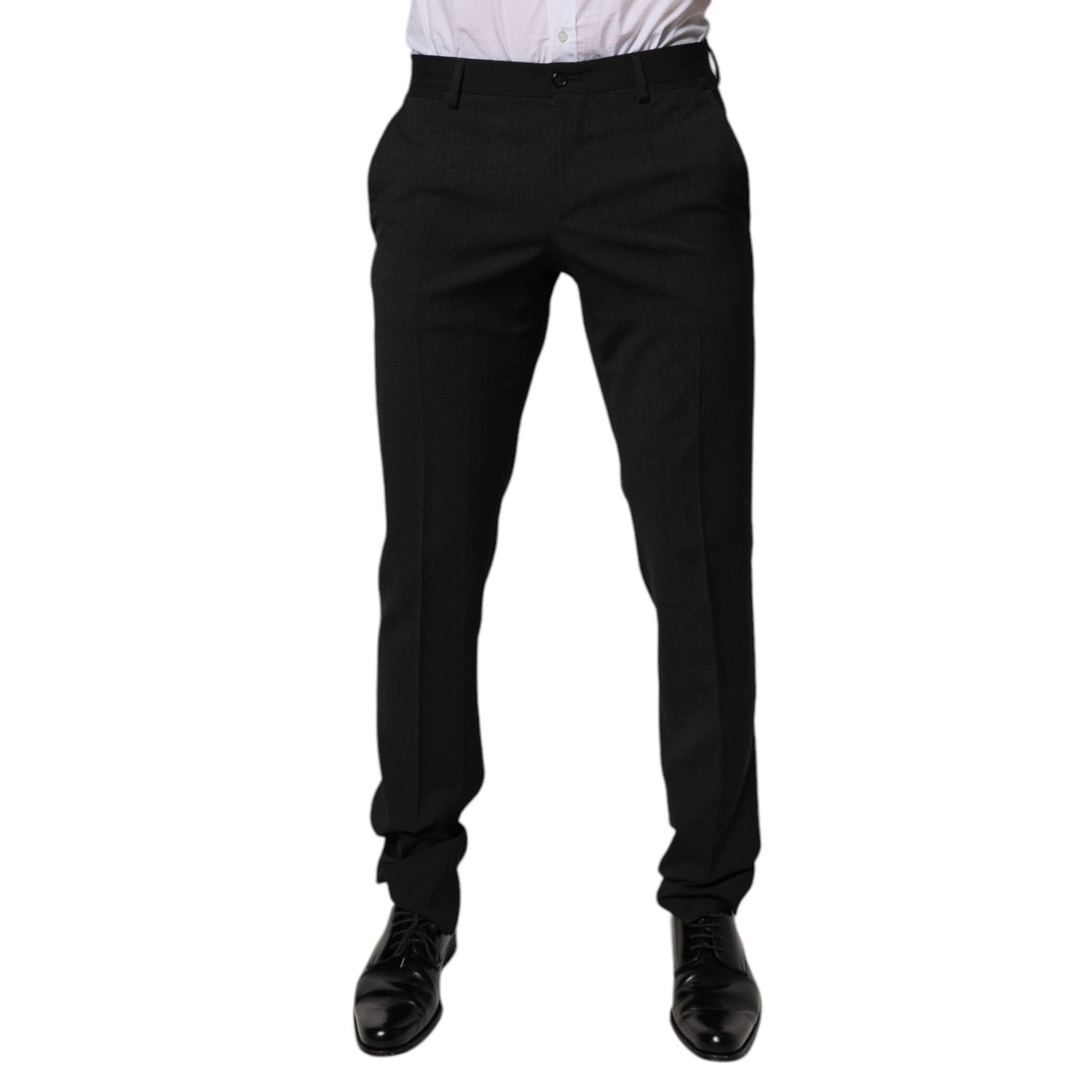 Dolce & Gabbana Black Polyester Tapered Formal Men Dress Pants