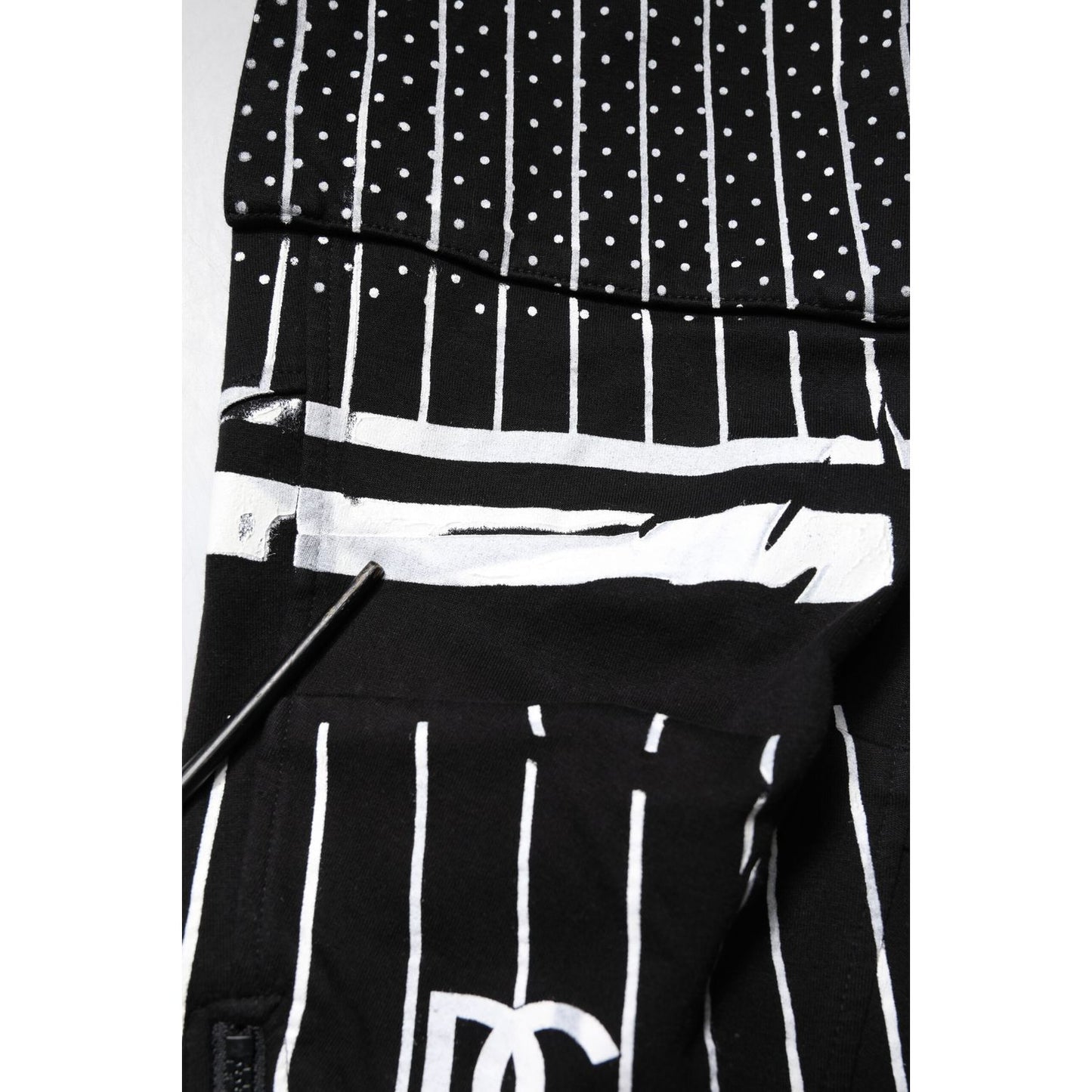 Dolce & Gabbana Black Polka Dot Stripes Cargo Jogger Sweatpants Pants