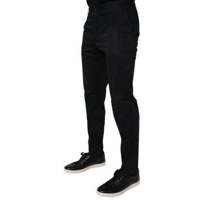 Dolce & Gabbana Black Cotton Stretch Skinny Dress Formal Pants
