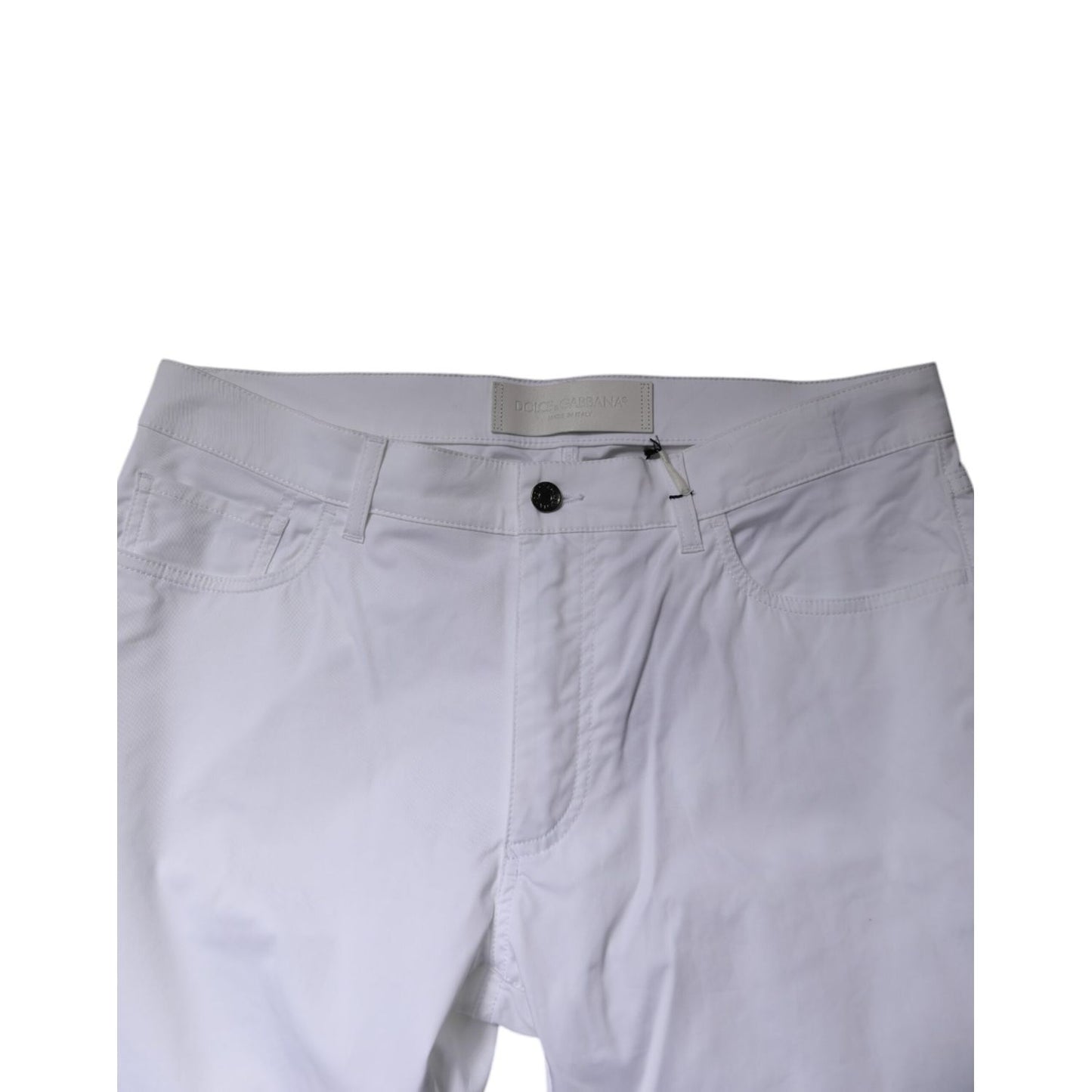 Dolce & Gabbana White Cotton Stretch Skinny Dress Formal Pants