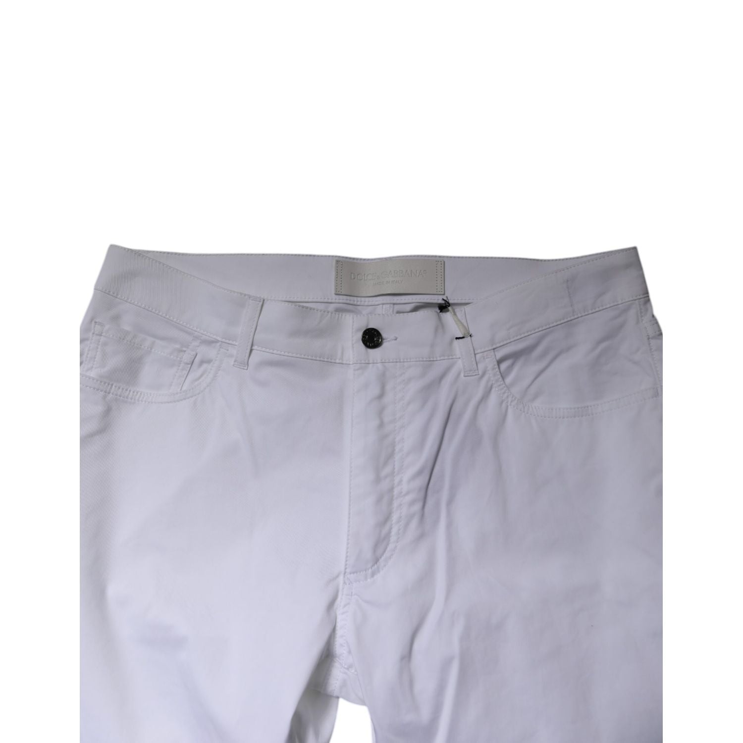 Dolce & Gabbana White Cotton Stretch Skinny Dress Formal Pants