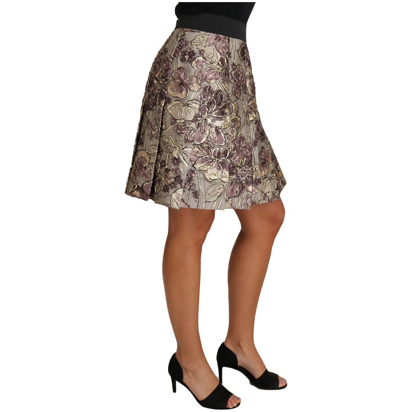 Dolce & Gabbana A-Line Mini Floral Print Jaquard Skirt
