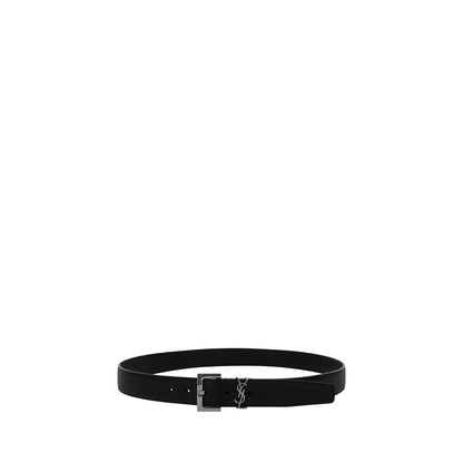 Saint Laurent Black Calf Leather Bos Taurus Regular Belt
