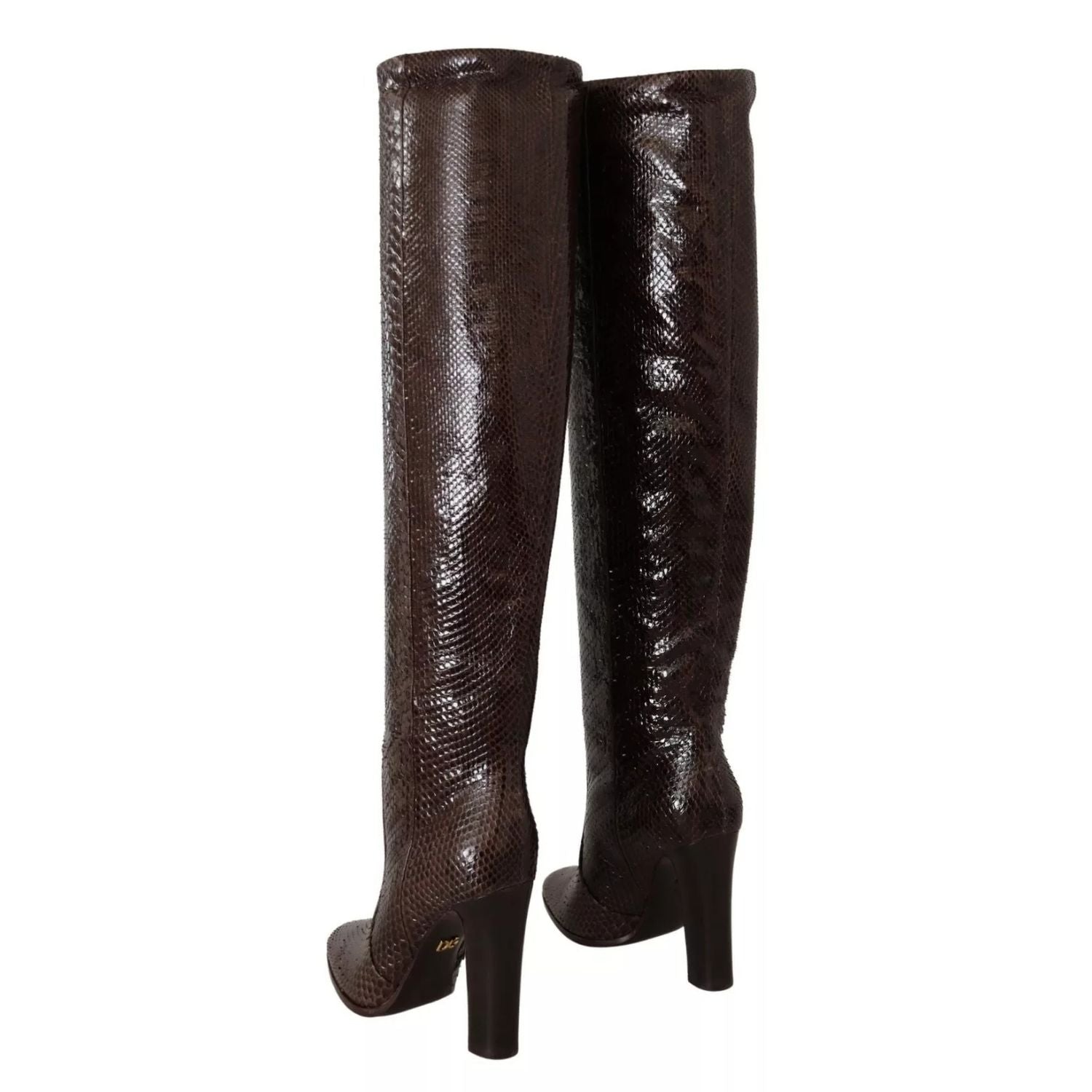 Dolce & Gabbana Brown Exotic Leather Heels High Boots Shoes