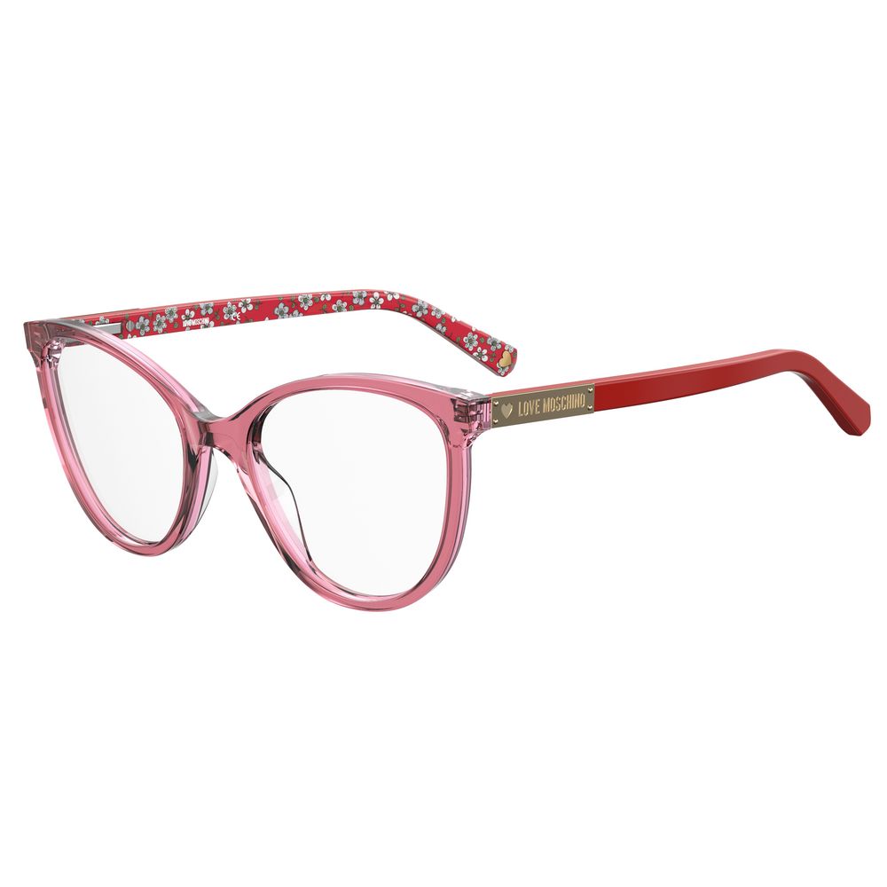 Love Moschino Multicolor Acetate Frames cat-eye design with floral patterned temples, women's eyewear 53/20/140 mm.
