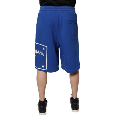 Dolce & Gabbana Blue Logo Cotton Bermuda Sweatshorts Shorts