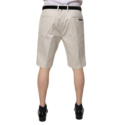 Dolce & Gabbana Beige Cotton Stretch Mid Waist Bermuda Shorts