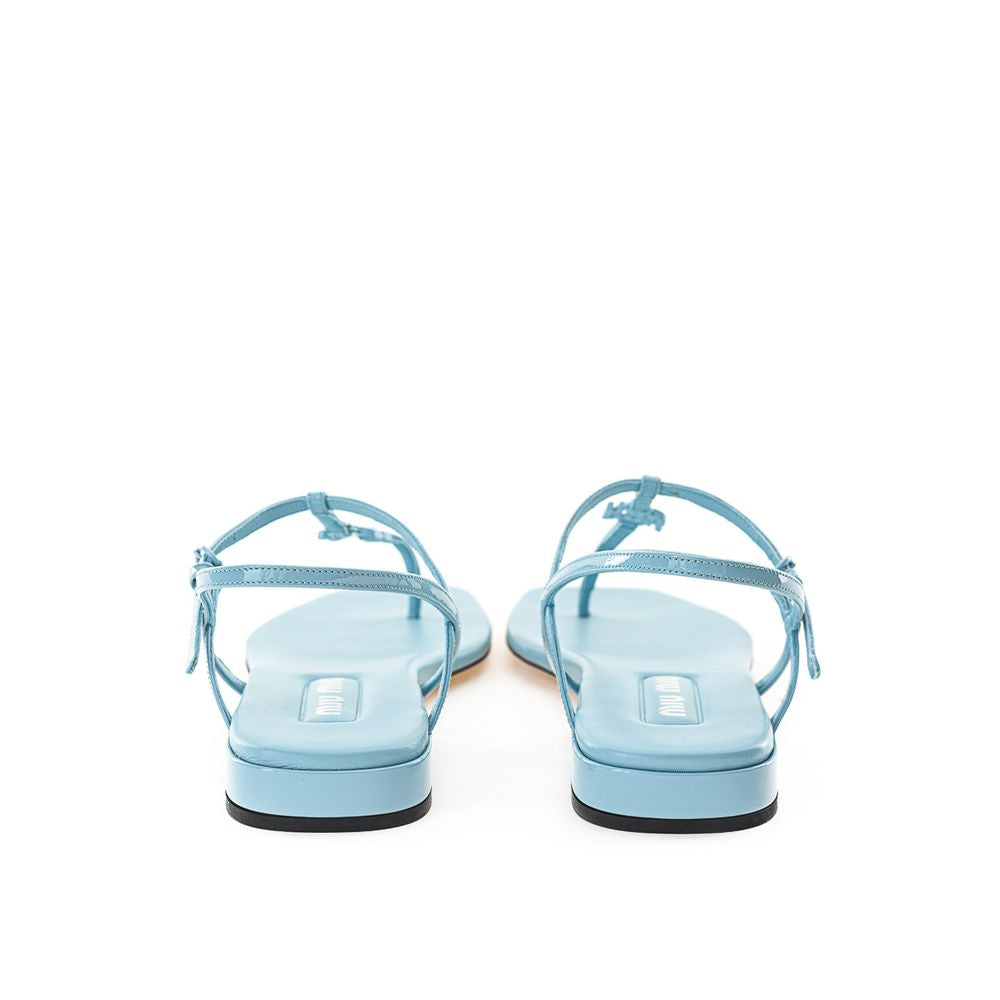 Miu Miu Blue Patent Leather Flip-Flop Sandals