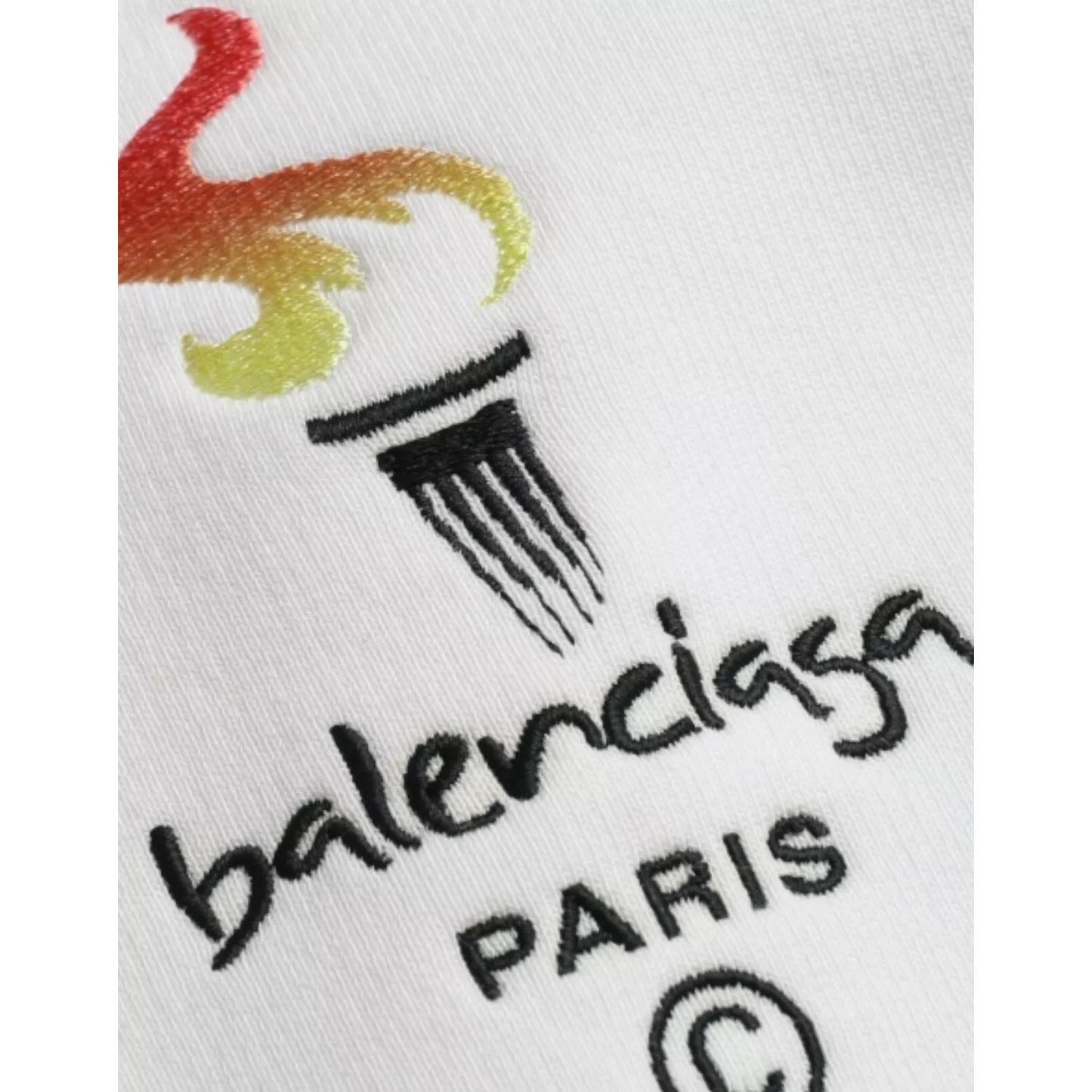 Balenciaga White Cotton Logo Hooded Pullover Oversize Sweater