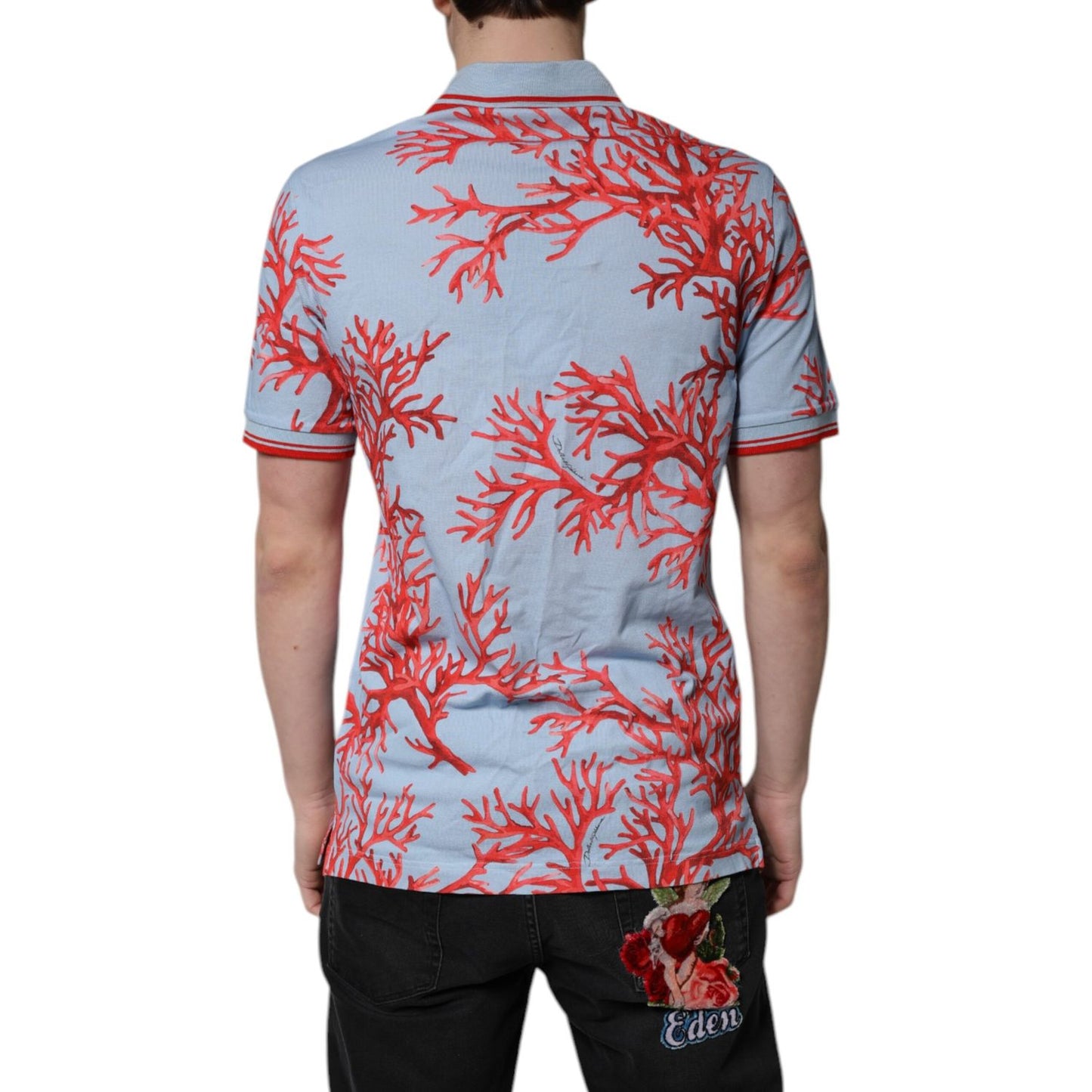Dolce & Gabbana Light Blue Coral Cotton Polo Shirt T-shirt