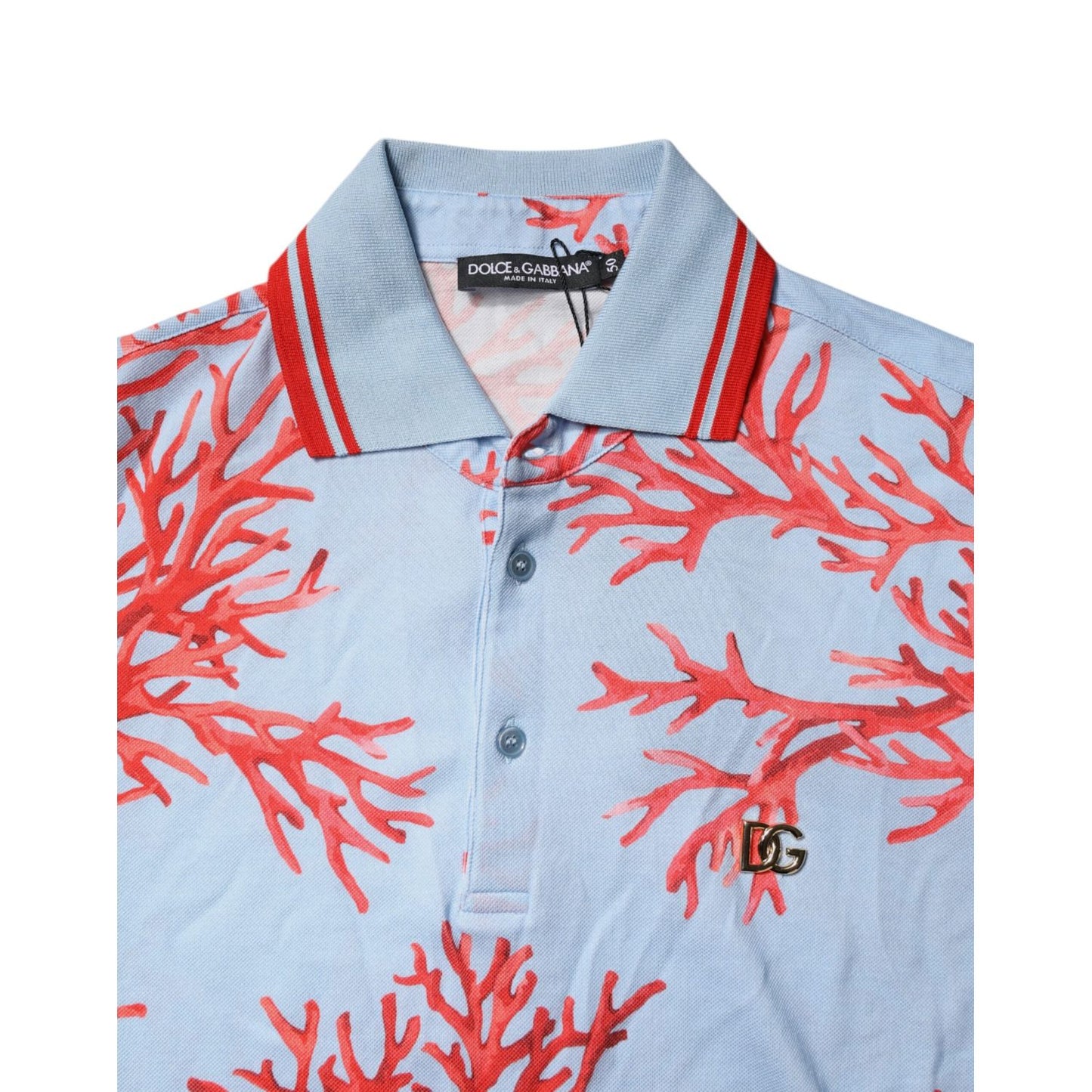 Dolce & Gabbana Light Blue Coral Cotton Polo Shirt T-shirt