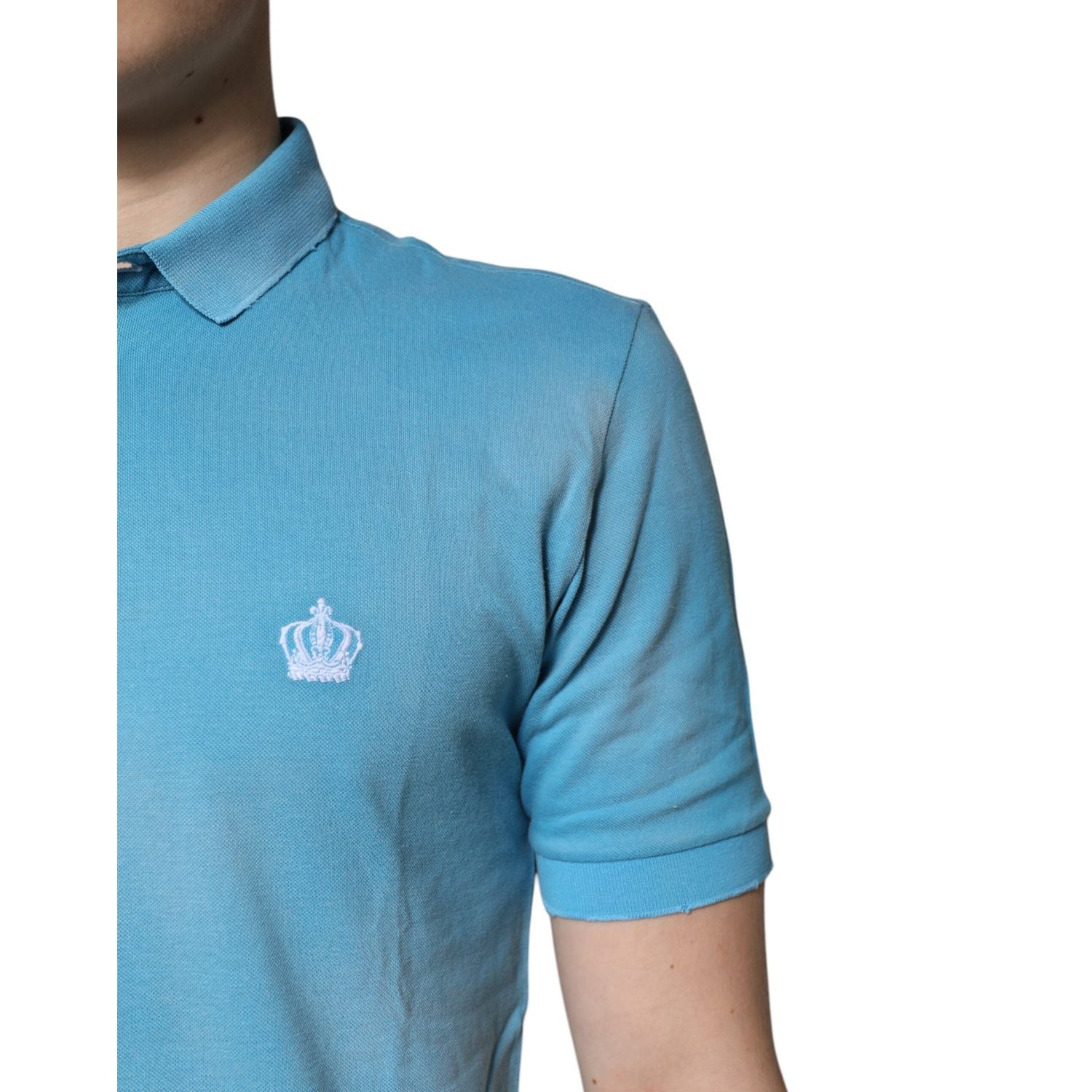 Dolce & Gabbana Blue Cotton Crown Collared Men Polo T-shirt