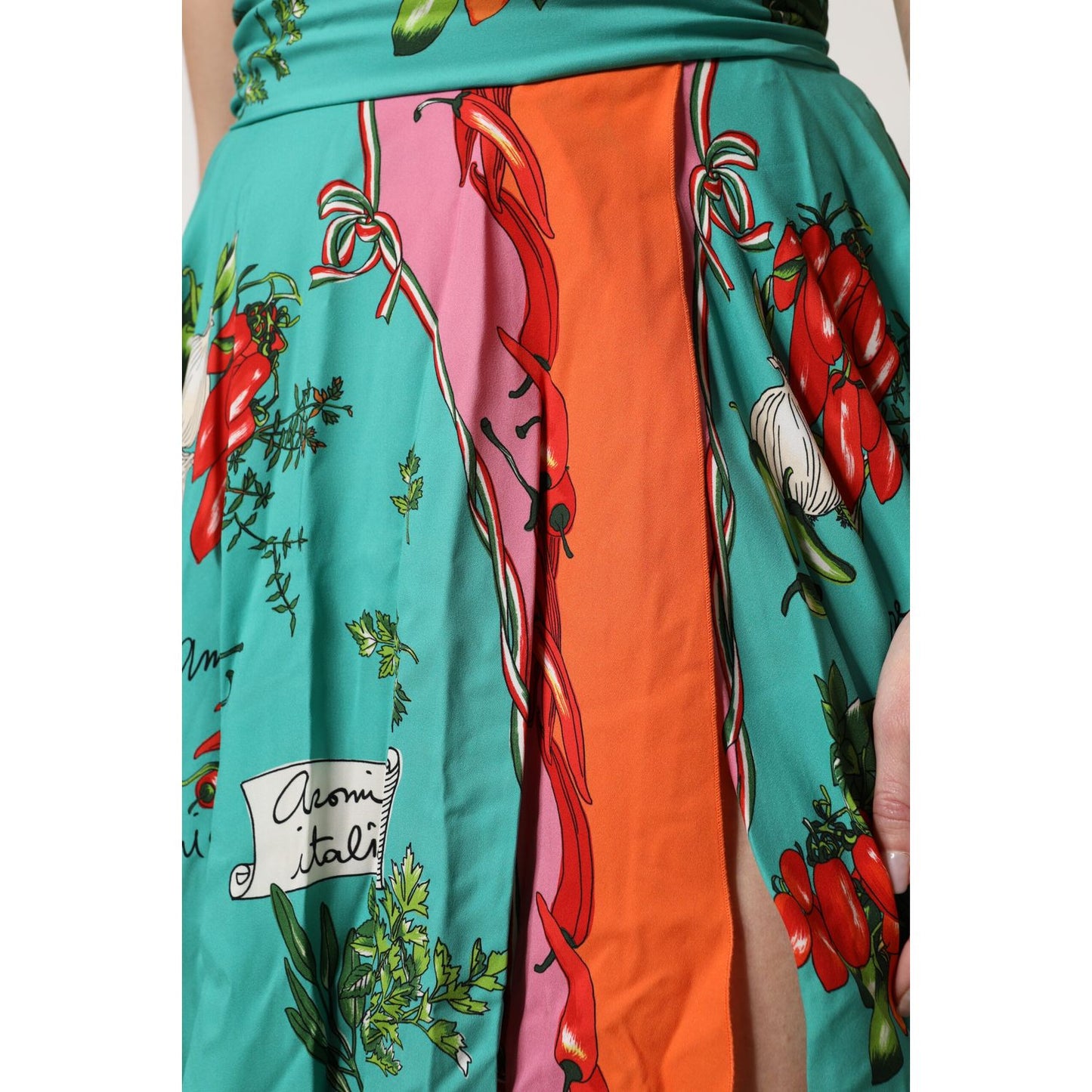 Dolce & Gabbana Multicolor Printed Silk Sleeveless Midi Dress