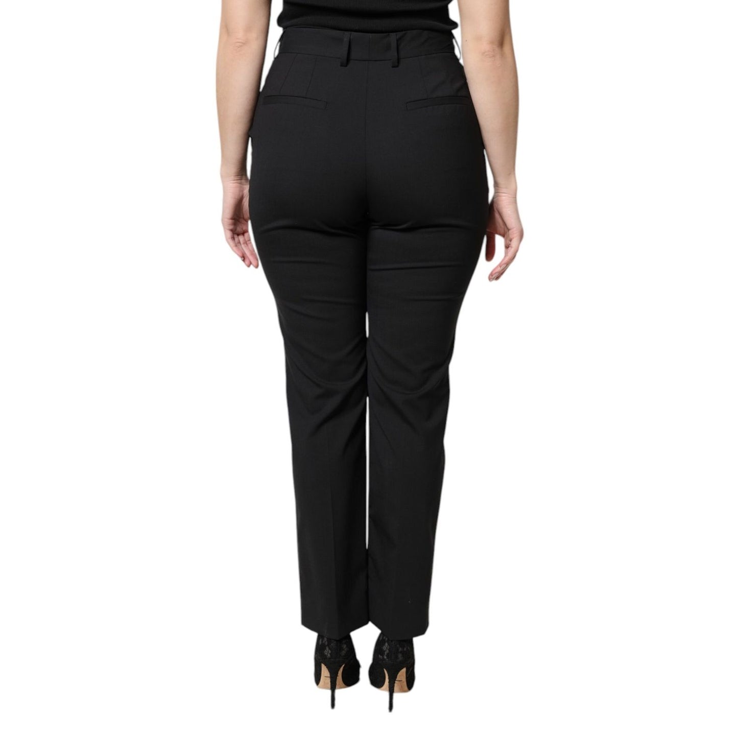Dolce & Gabbana Black Polyester High Waist Dress Pants