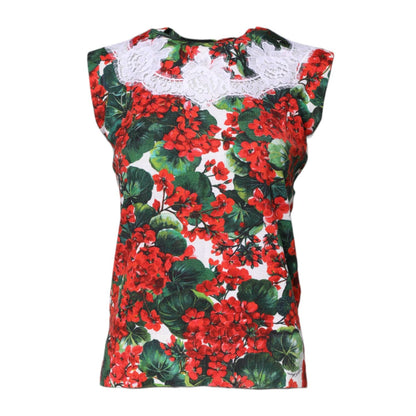 Dolce & Gabbana Multicolor Floral Lace Sleeveless Tank Top
