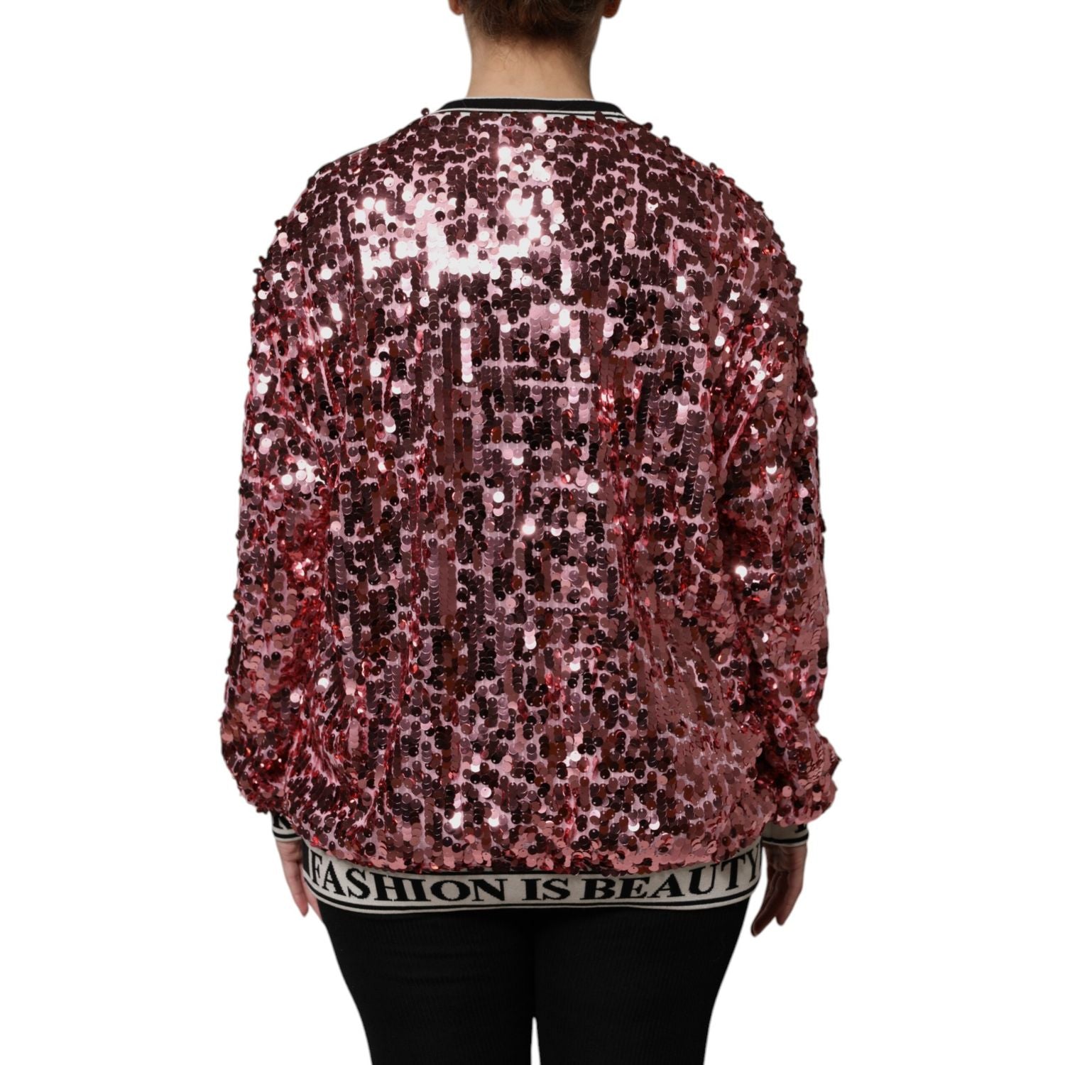 Dolce & Gabbana Pink DG Queen Sequin Pullover Sweater