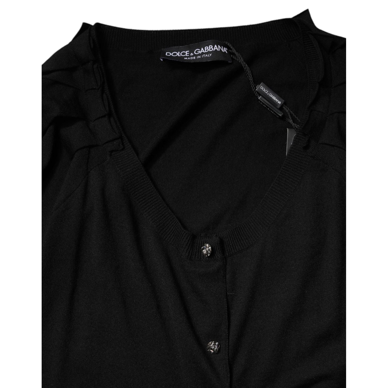 Dolce & Gabbana Black Button Down Short Sleeve Blouse Top
