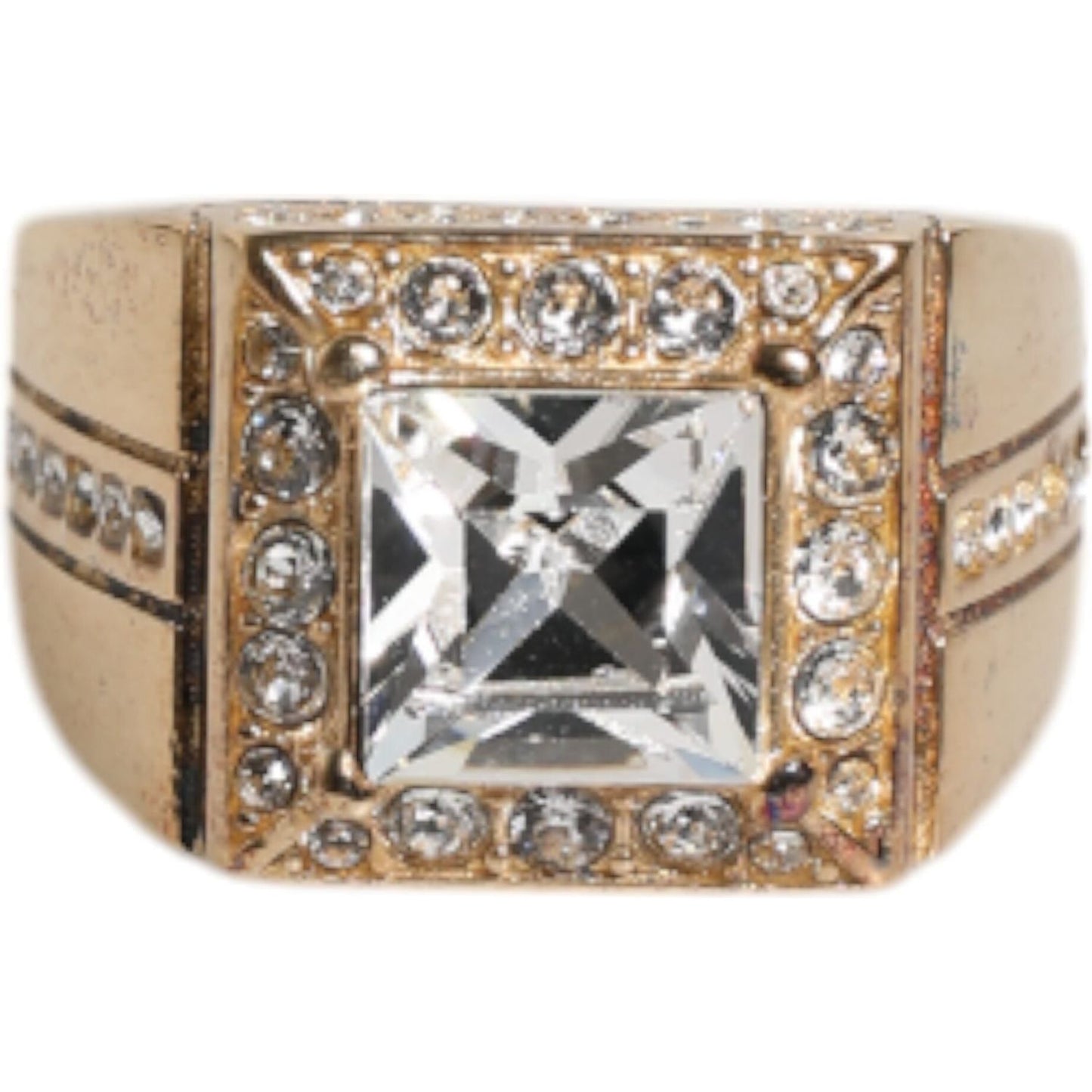 Dolce & Gabbana Gold Tone Sterling Silver 925 Crystals Ring