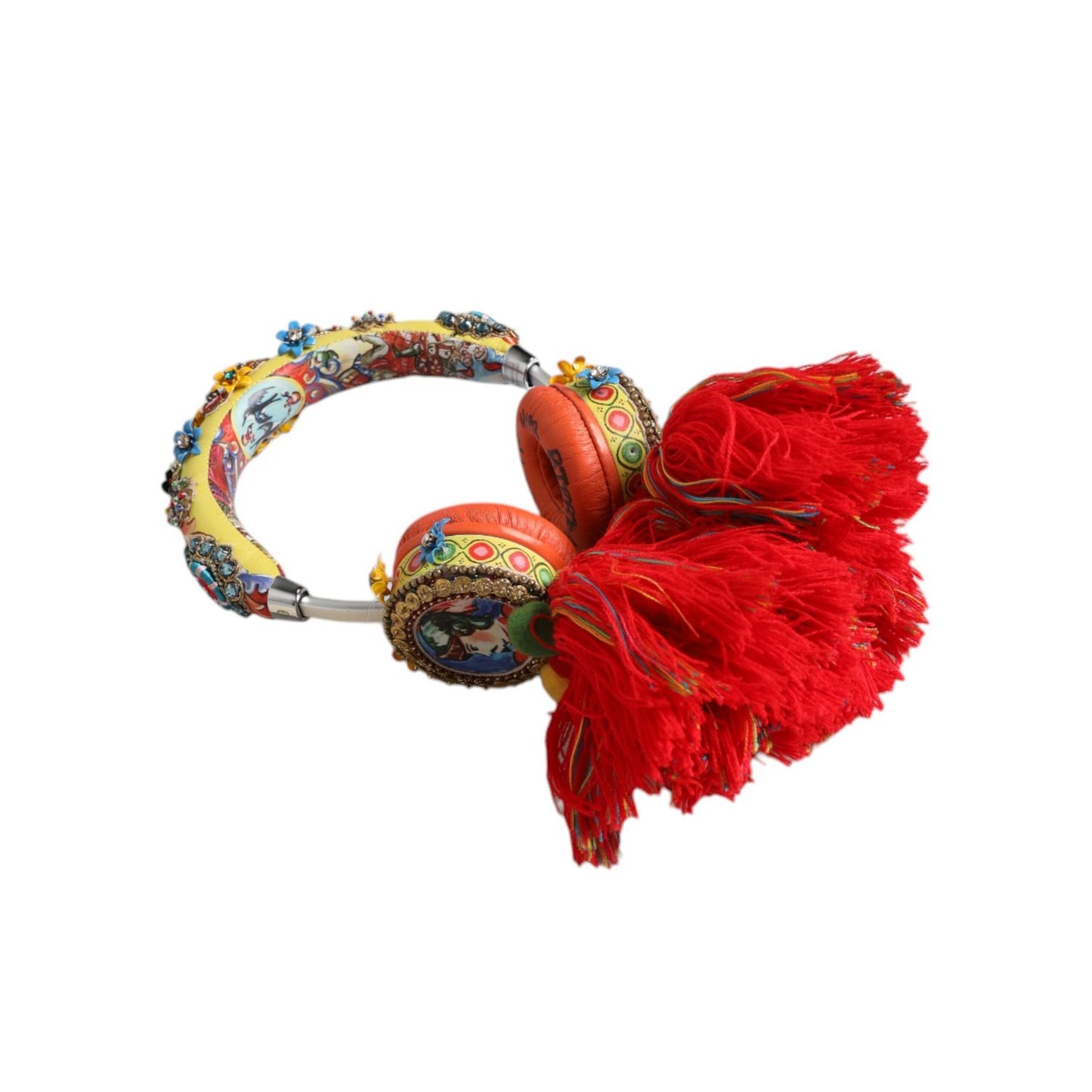 Dolce & Gabbana Multicolor Whimsical Tasseled Crystal Headset Headphones