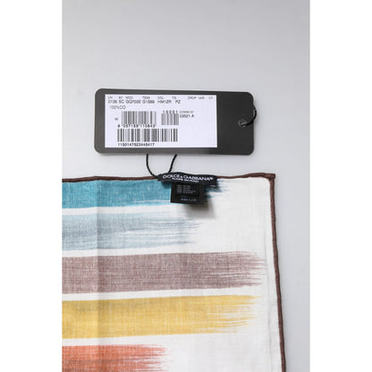 Dolce & Gabbana Multicolor Stripes Cotton Square Foulard Scarf
