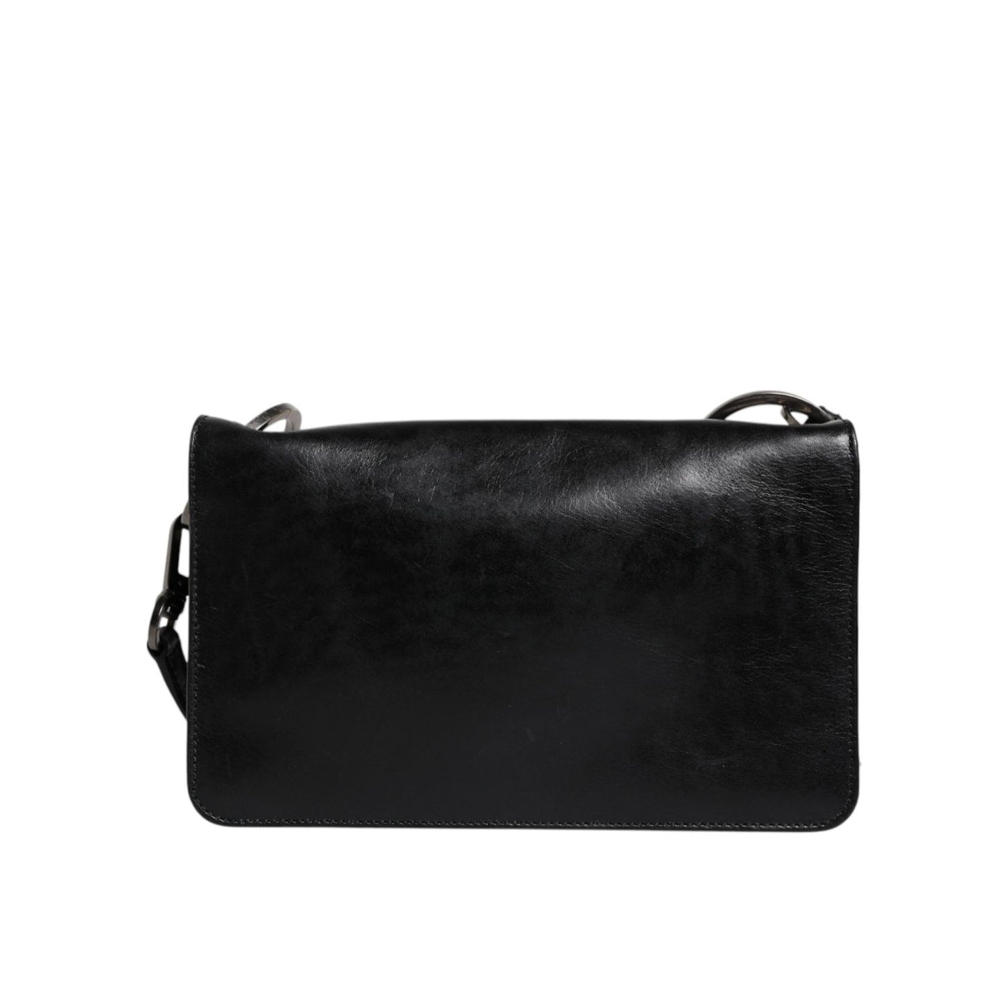 Dolce & Gabbana Black Leather Logo Purse Shoulder Crossbody Bag