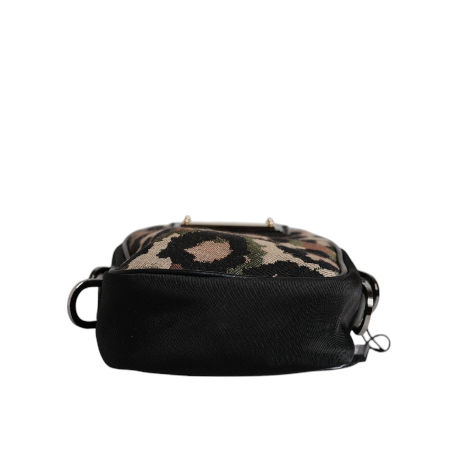 Dolce & Gabbana Multicolor Leopard Jacquard Logo Plaque Neck Strap Bag